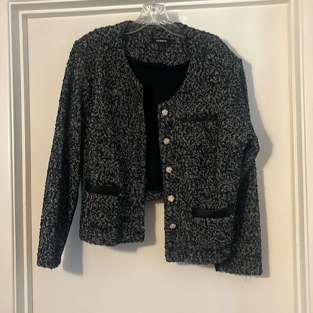 Torrid black/white crop jacket with matching pencil dress size 2
